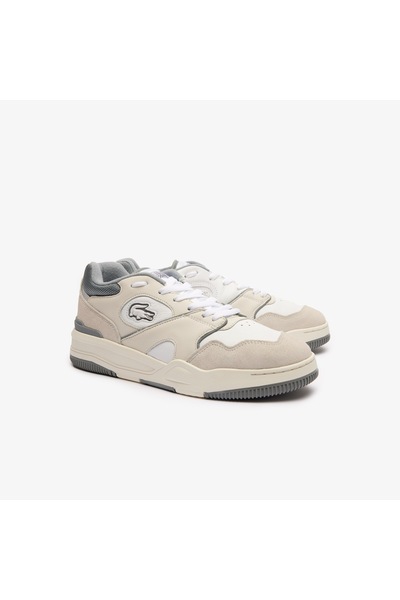 Lacoste Men's Lineshot Leather Logo Sneakers - White/Grey