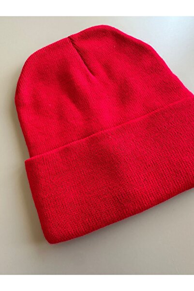 MODA 2026 Christmas New Year Printed Red Folded Winter Hat Beanie
