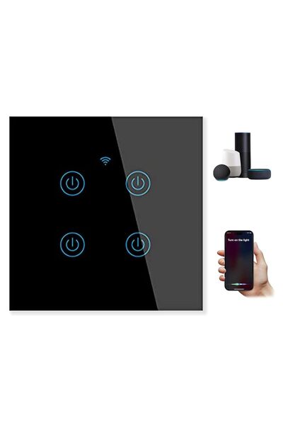 Generic Makayuron WiFi Smart Wall Light Switch (Black, 4 Gang)