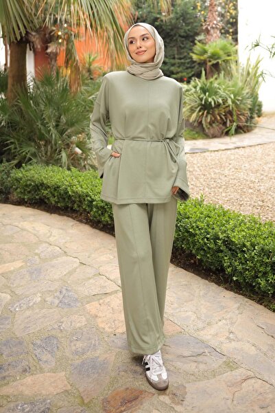İmajButik Çağla Waist-Tied Tunic with Pants Modal Set