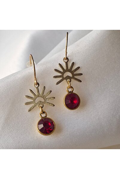 azra takı tasarım Handmade Burgundy Color, Dangling, Women's Earrings