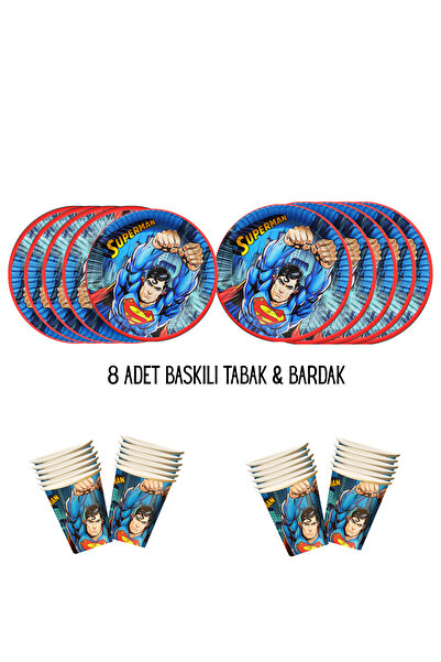 HAPPYLOOPPARTY Set de farfurii și pahare pentru 8 persoane, cu tematică Super...