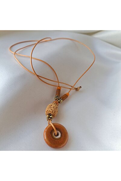 azra takı tasarım Handmade Ceramic,Orange,Women's Necklace