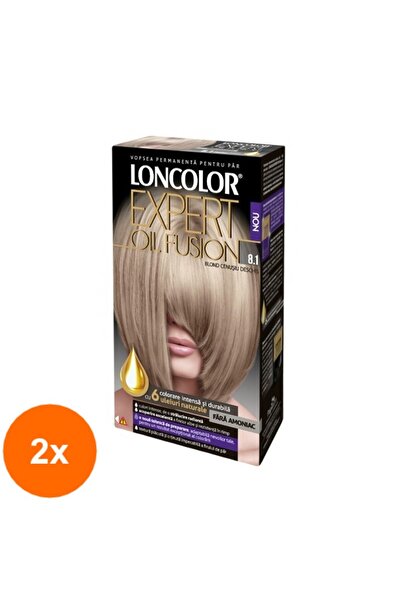 Loncolor Expert Set 2 x Vopsea de Par Permanenta Oil Fusion 8.1 Blond Cenusiu...