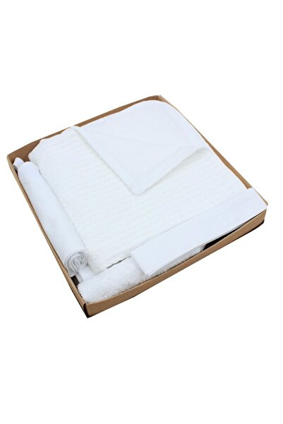 PRICHINDEL Set botez din bumbac, 5 piese, alb