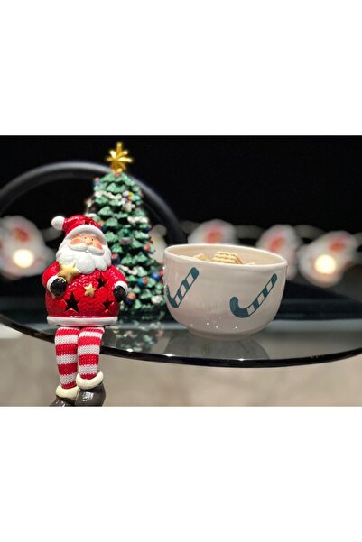 MeGgDecor New Year Themed Decorated Bowl Snack Bowl Green Cane Candy