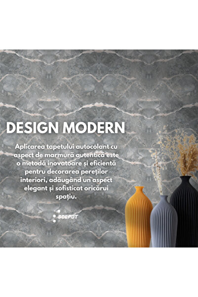 SDEPOT Set of 50 S DEPOT® wallpaper tiles, 2mm thickness, dimensions 30x60cm, marble imitation, gray