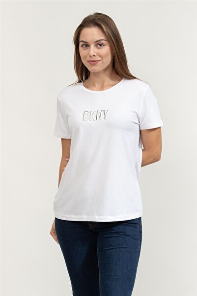 Dkny Kadın Bisiklet Yaka T-Shirt Beyaz