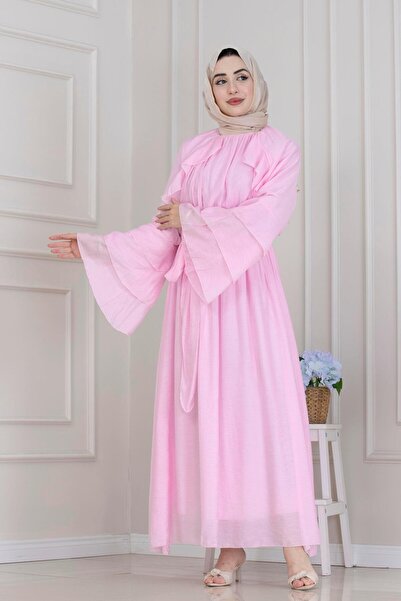 Sevitli Φόρεμα Lora με λεπτομέρεια βολάν-ροζ