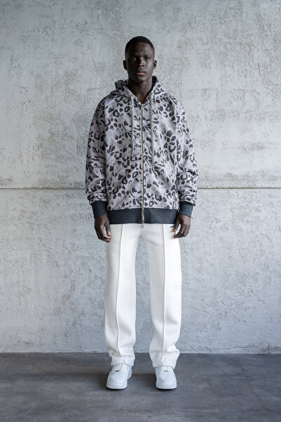 Machinist Hanorac cu fermoar pentru bărbați, cu model, fum