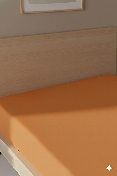 FAVORA 100% Cotton Ranforce Premium Single Fitted Sheet - Orange