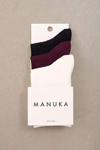 Manuka Set of 3 Socks Black-Burgundy-Ekru