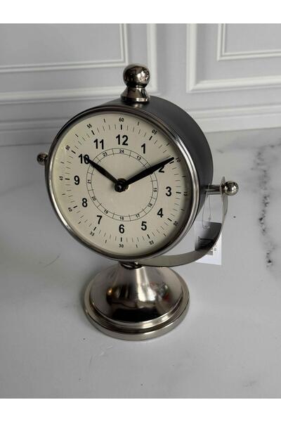 ROSSEV Retro Black Silver Metal Ayaklı Masa Saati