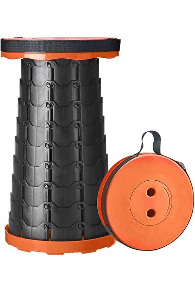 Margoun Folding Camping Stool, Portable Telescopic Height Adjustable,H 45cm,L 25cm,W 25cm - Orange