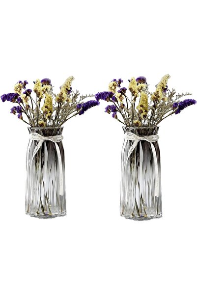 Generic 2 PCS Glass Vase Gradient Grey - Modern Large Flower Vase for Weddings, Dining Table, Home Decor