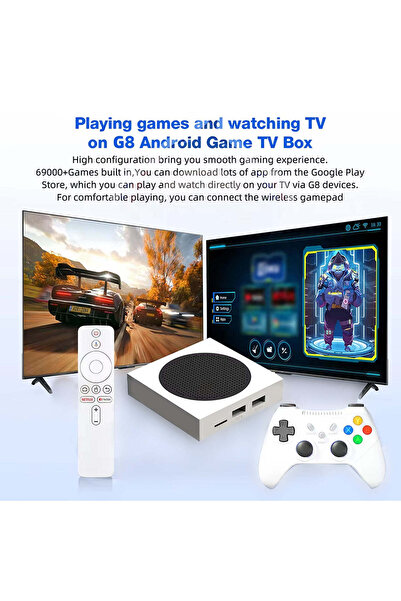 Generic 4K HD TV & Game Box G8 with 69,000+ Retro Games, 128GB Storage, HDMI Support, 2 Wireless Joysticks