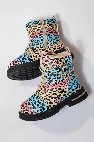 Zaira Girls' blue fur boots made of eco-leather Iris #23136 - 30