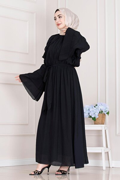 Sevitli Φόρεμα Lora με λεπτομέρεια βολάν-Μαύρο