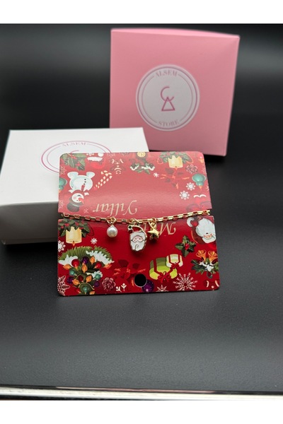 Alsem Christmas Figured Bracelet, Christmas Tree Bracelet, Santa Claus Bracelet and Happy New Year Card