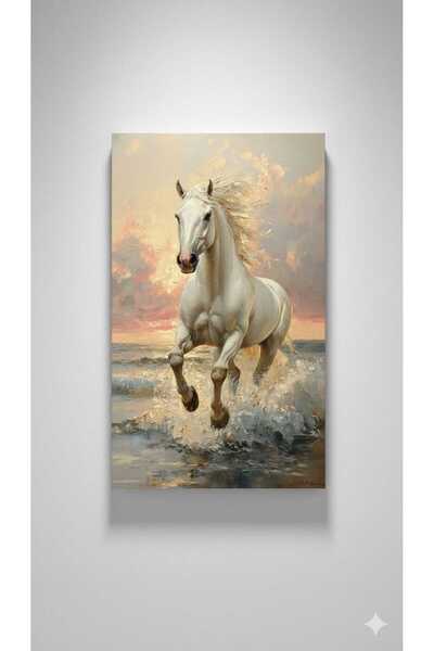 LEONA TASARIM Beyaz At Kanvas Tablo