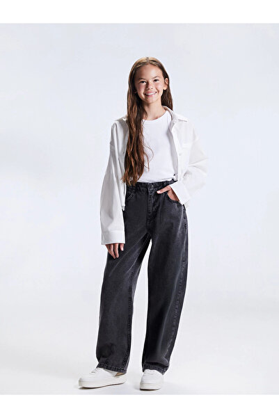 LC Waikiki Μαύρο τζιν παντελόνι για κορίτσια με ρυθμιζόμενη μέση