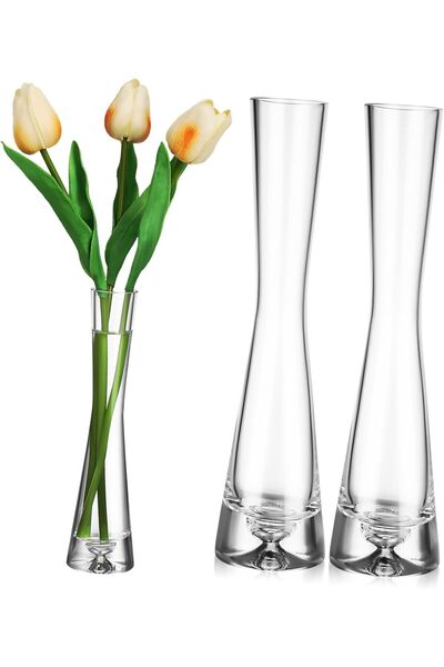 YARNOW 3 Pcs Nordic Style Small Glass Bud Vases (Clear)