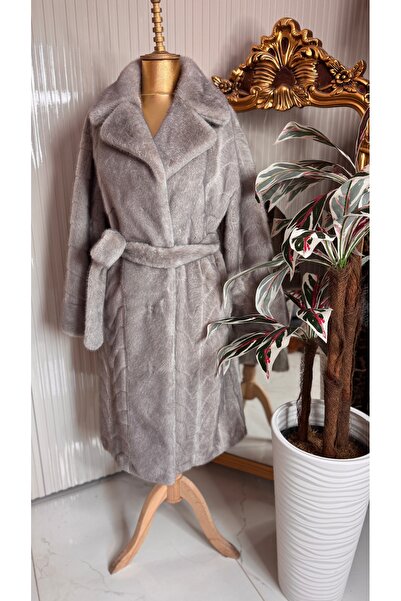 ŞEHRAZAT BUTİK Self-Patterned Gray Design Fur