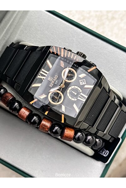 Reward Men's Watch, Steel-Silicone Band, Functions Active, Black Color, with Calendar, in Stylish Box, Bracelet Gift