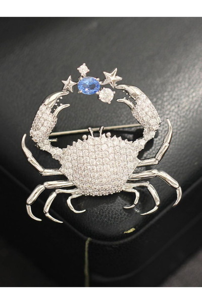 justchique Crab brooch with crystals
