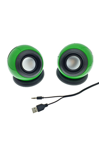OEM Stereo speakers 2.0, Globe design, 2x 3W, USB power supply, 3.5mm jack connection, green