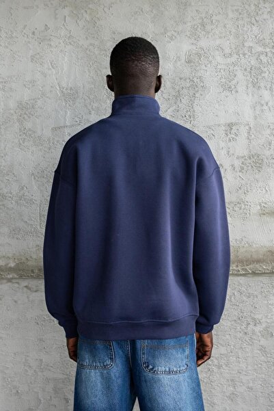 Machinist Мъжка базова блуза с висока яка, тъмно синя