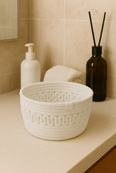 Efuliz Home Jute Wicker Patterned Round Basket, Organizer-Bathroom-Storage Ba...