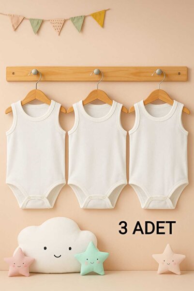 enmodaiçgiyim 3 Adet %100 Pamuklu Kolsuz Bebek Zıbın-1.Kalite,Yumuşak Dokulu ...