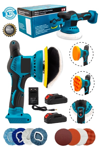 MOONSHOP Çift Akülü Orbital 58 V Lityum 2x Batarya 6 Devir Ayarlı Detay Pasta...