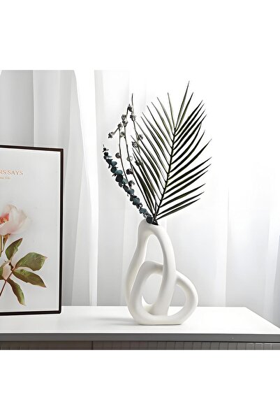 Generic Modern Heart-Shaped Ceramic Vase, White, 23 cm Height, Minimalist Design for Home Decor