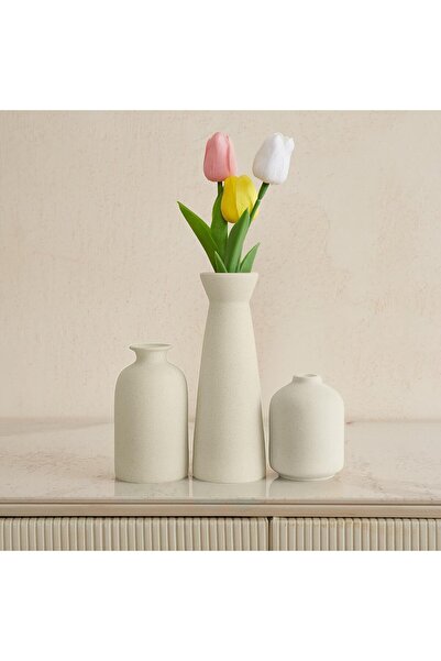 Erweicet مزهرية خزفية صغيرة بيضاء اللون