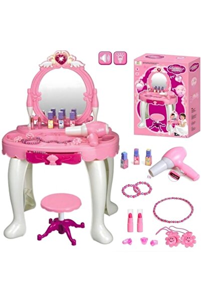 Optim Solution Masă de machiaj XXL pentru fete cu accesorii și scaun confortabil, efecte luminoase și sonore, roz