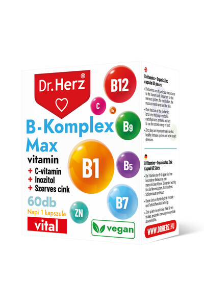 Dr Herz Capsule B-Complex Max+Vitamina C+Inozitol+Zinc 90 buc XL