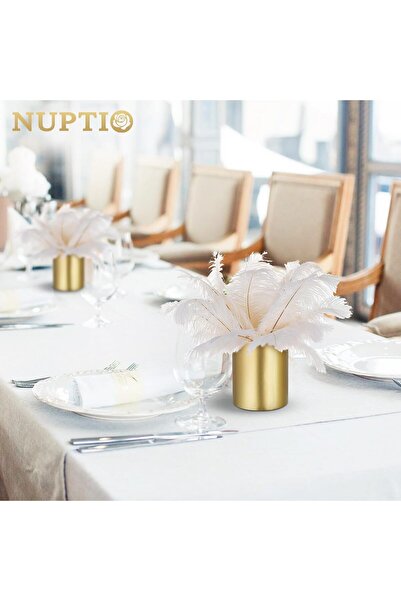 NUPTIO Gold Metal Flower Vases - 2 pcs, 13 cm (5.1 in) Centerpiece