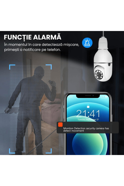 OferteTop Set of Two Full HD Bulb Cameras, With Wi-Fi, Motion Sensor And Phone App