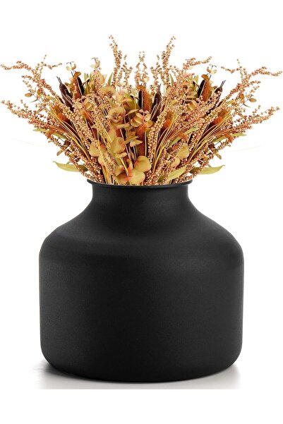 Goaste Modern Matte Black Metal Vase, Small, 6.5 Inch