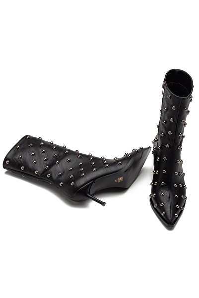 Dedos Women's High Heeled Special Buckle Zippered Daily Evening Dress Boots 1420