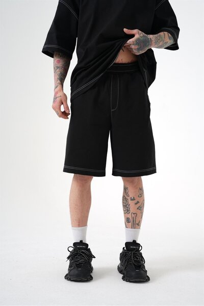 Machinist Men's Premium Sewing Oversized Shorts Black