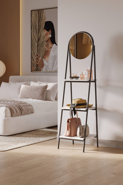 Mobitopya Aynalı Çok Amaçlı Düzenleyici Raf Beyaz – Banyo/Salon/Yatak Odası