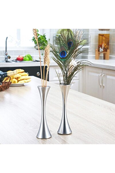 Fdit Stainless Steel Flower Holder - European Style Round Mouth Vase