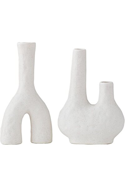 PIWINE Modern Home Decoration, 2-piece White Ceramic Vases