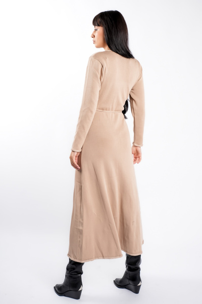 monarh Beige dress with gold buttons and braided cord