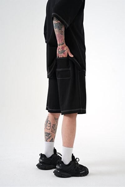 Machinist Men's Premium Sewing Oversized Shorts Black