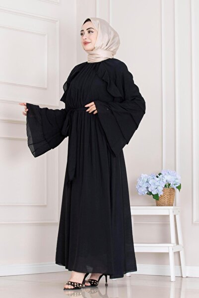 Sevitli Φόρεμα Lora με λεπτομέρεια βολάν-Μαύρο