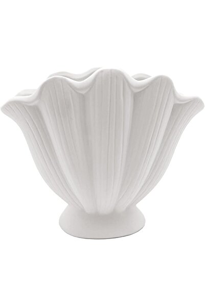 NALACAL White Ceramic Vase, Minimalist Shell Shaped, Living Room Decor